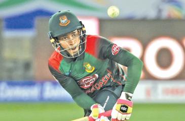 Bangladeshi batsman Mushfiqur Rahim plays a shot during the one day international (ODI) Asia Cup cricket match against Sri Lanka at the Dubai International Cricket Stadium  AFP)