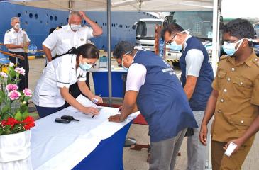Crew members of vessels anchored at the Colombo Port were scanned before  disembarking.  Pic courtesy - Sri Lanka Ports Authority 