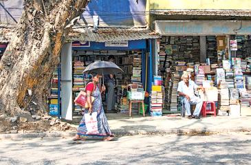 An array of bookshops along  D.R. Wijewardene Mawatha 