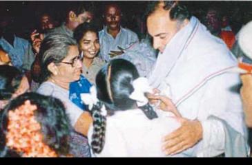 Rajiv Gandhi during an election campaign at Sriperumbhudur in Tamil Nadu on May 21, 1991 just before an LTTE suicide bomber assassinated him  