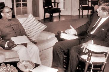 In 1961, William Gopallawa as the Ambassador of  Ceylon meeting  President John F. Kennedy at the White House.