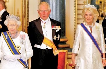 Queen Elizabeth with Prince Charles and Camilla