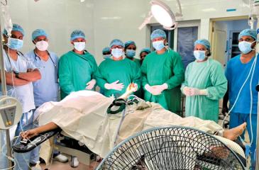 The surgery team including doctors and medical staff