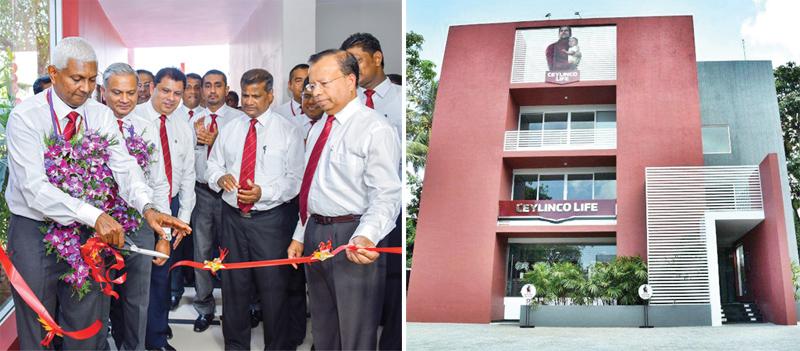 Ceylinco Life Managing Director/CEO, R. Renganathan (left) opens the company’s eco-friendly office at Panadura.