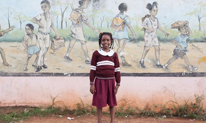 Daline, from Cameroon, is among 65 million 10-year-old girls identifi ed as key to the world’s future. Pic: Adrienne Surprenant/Barcroft Media/UNFPA