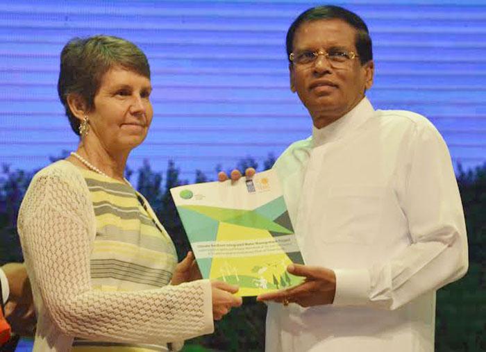 President Maithripala Sirisena and Una McCauley.