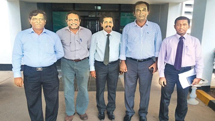 Eng. Saman Jinadasa, Refinery Manager, Ceypetco, Eng. Neil Jayasekara, Senior Engineering Manager, Ceypetco, Eng. D. M. P. Dissanayaka, President, PSES, Eng. Ananda Devasinghe and General Manager, Nawaloka Trading, Eng. R. A. Ganegamage.