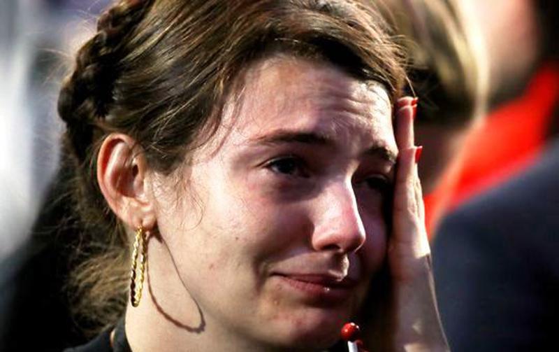 A woman cries during what was supposed to be Clinton’s election night celebration.                                                               Photo: Getty Images