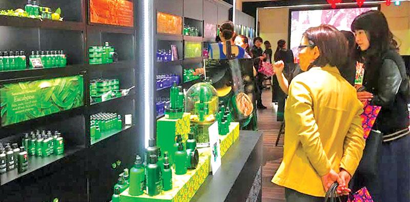 Visitors at the Spa Ceylon store in Ginza, Tokyo
