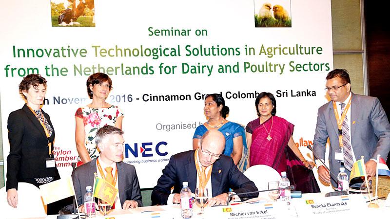 Dutch government officials and the Dutch businesses signed an agreement which confirms their commitment to support improving Sri Lanka’s dairy sector    