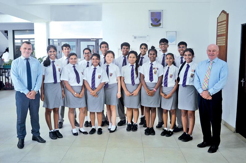 Standing Back: Lahiru Rajapakse, Thilini Baduge, Tharun Dharmawickrema, Nikhil Rodrigo, Saskia Wijewardene, Laavy Asneem and Baahy Suhail Standing Front: Mr Simon Harwood (Deputy Principal Senior School), Oneyli Ryna Dandeniya, Zaffa Gayoom, Seo Young Yoo, Malsha Perera, Oneli Siribaddana, Gayara Udawatte, Saanya Subasinge, Dr John Scarth (Principal) Absent: Klara Ridiki, Alifya Sohail, Kishori Opatha, Thevin Degamboda, Sandun Bambarandage, Sanka de Sylva, Talal Hadad