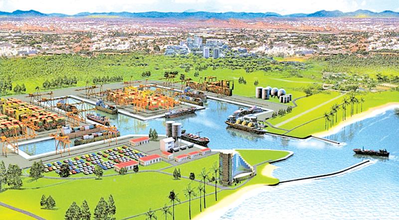 An artist’s impression of the Magampura port in Hambantota