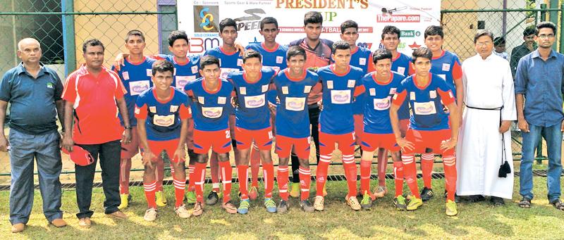 Maris Stella College - Negombo From Left: Front Row: Boniface Perera(Assist Coach), Sugath Perera (Coach), Praneeth Shaminda, Shanan Charuka, LarenPeter, Anjana Gunawardena, Isuru Madushan, Deshan Vishmitha, Nisal Tharindu. From Left rear row: Mohamed Sajid, Kemal S.Fonseka, Chrishal Fernando, Kanshka Silva, Umesh Sanjaya, Thathsara Fernando, Amith Priyankara, Lahiru Dilshan, Bro. Ranjith Perera (Master In charge), AmilaClement (Master In charge)