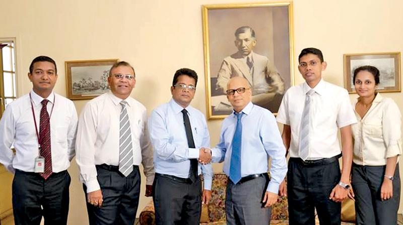 At the launch of the development plan: From left - Head of Corporate Planning, Lake House, Sumith Kothalawala, General Manager, Lake House, Abhaya Amaradasa, Director, Legal, Lake House, Sirimewan Dias Piyasena, MTI, CEO Hilmy Cader, Head of Operations, MTI, Kapila Liyanage and Business Analyst, MTI, Rajika Sangakkara.