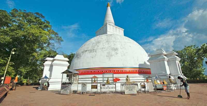 The majestic Somawathie Chaitiya seen surrounded by shrub jungle in the Somawathie Sanctuary.  