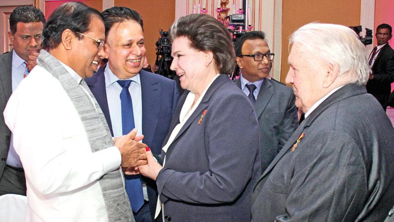 President of Sri Lanka Maithripala Sirisena, Ambassador of Sri Lanka Dr. Saman Weerasinghe with business leaders - Valentina V. Tereshkova and  Vladimir A. Lyakhov  