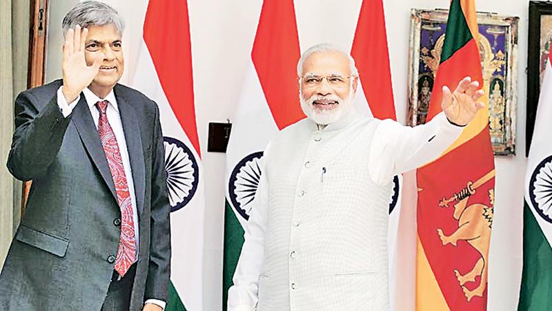 Ranil Wickremesinghe and Narendra Modi  at "Hyderabad House"