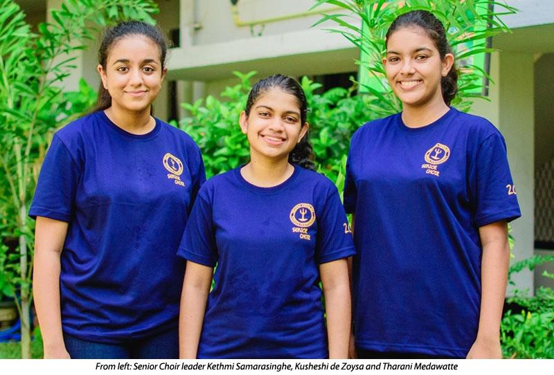 From left: Senior Choir leader Kethmi Samarasinghe, Kusheshi de Zoysa and Tharani Medawatte