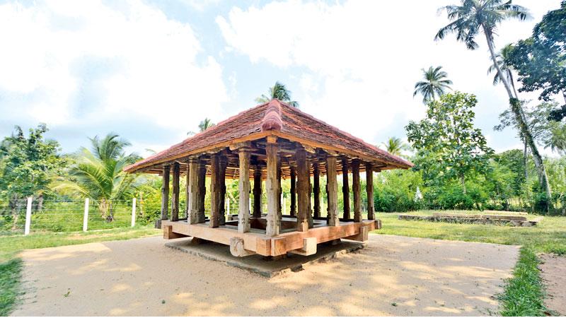 The magnificent Panavitiya Ambalama stands on  four solid rock stones  planted on the ground