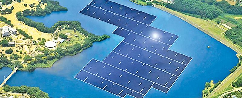 Image of one of the largest floating solar power plants in Japan; there is a strange silence regarding a project that was proposed to develop a 100MW, floating solar farm on the Maduru Oya Reservoir.