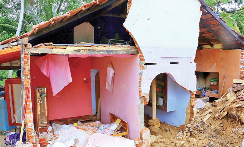 A house damaged due to the floods