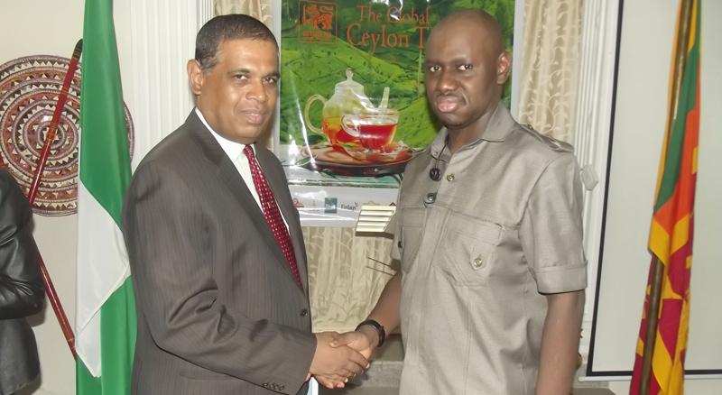 High Commissioner of Sri Lanka in Nigeria, Thambirajah Raveenthiran  with a guest