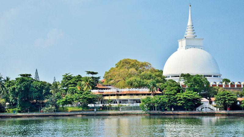 The magnificent Kalutara Bodhi Dagoba rises majestically on the bank of the Kalu Ganga   