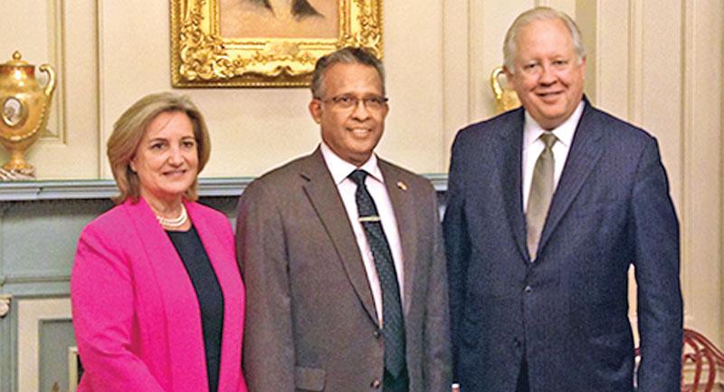 Prasad Kariyawasam with Ambassador Shannon and Assistant chief of protocol Gladys Boluda