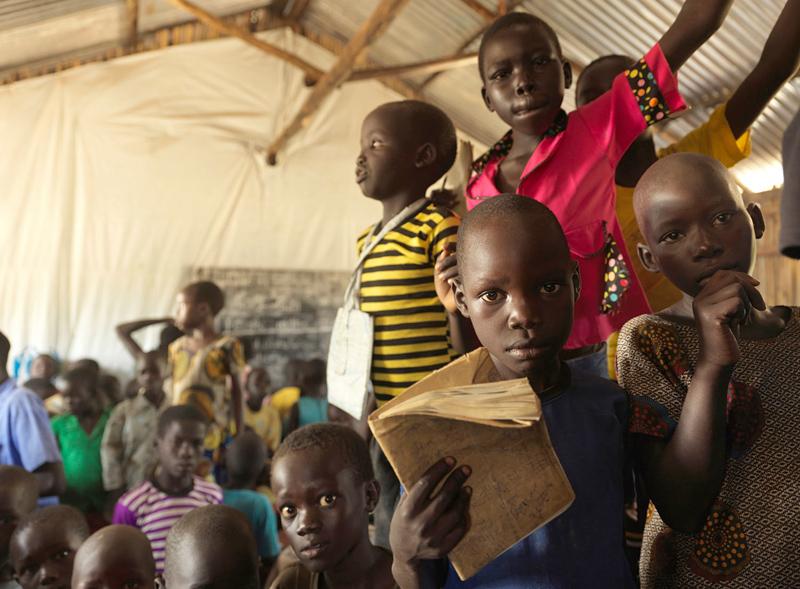 Children at one of the camp’s purpose-built schools. It is hugely overcrowded, with classes of more than 300 pupils at a time. Pic: Peter Caton/UNHCR    