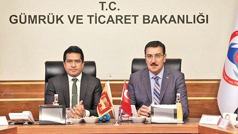 State Minister of International Trade, Sujeewa Senasinghe with Minister of Customs and Trade of Turkey,  Bulent Tufenkci