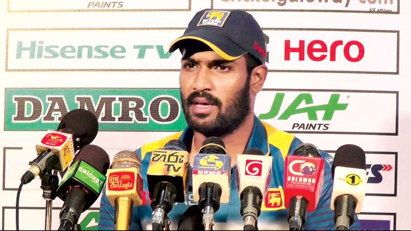 Chamara Kapugedera addressing his first press conference as captain of the Sri Lanka one-day team. Kapugedera will lead his country in the third and fourth ODIs against India in the absence of regular skipper Upul Tharanga.