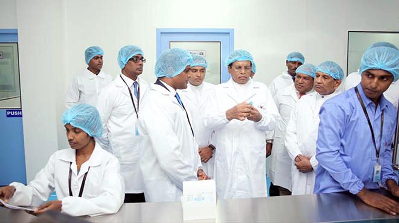 President Maithripala Sirisena at the opening of the Navesta Pharmaceuticals manufacturing plant in Horana recently.  