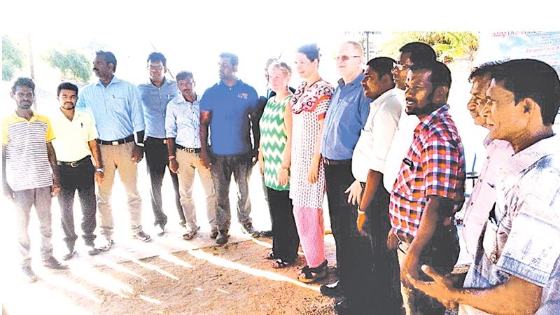 Officials from EU and UNOPS who attended the handover ceremony including, Libuse Soukupova, Head of Development Cooperation of the European Union, Sudhir Muralidharan, Head of Support Services, UNOPS Sri Lanka, Xavier Lamberd, Secretary, Mannar Urban Council and M.A.J. Thuram, Regional Assistant Commissioner of Local Government. 