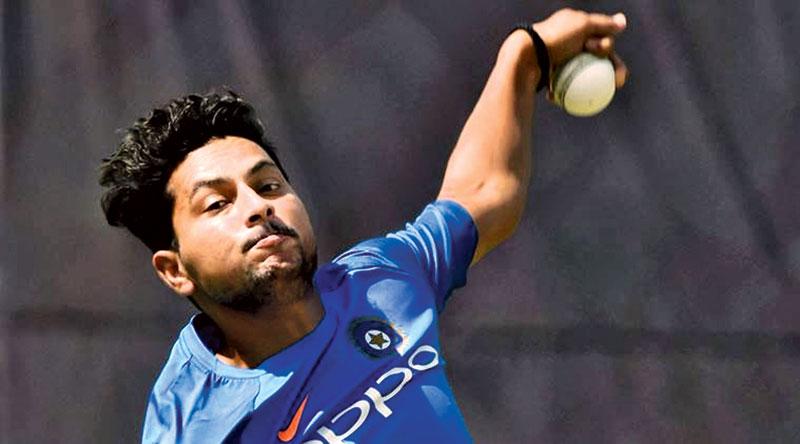 India’s Kuldeep Yadav bowls during a practice session - AFP