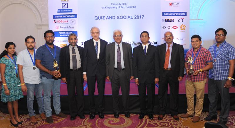 The Bank of Ceylon ‘C’ team Dhanushka Sumathirathne - team leader, Ms. Kaushalya Wanniarachchi, Sachith Gurugamage, Supun Liyanage and Chathura Athukorala with the Chief Guest, Governor, Central Bank of Sri Lanka Dr.Indrajit Coomaraswamy (center). The Bank of Ceylon’s Deputy General Manager Corporate and Offshore Banking- Mr. D.P.K. Gunasekera, Mr.Parama Dharmawardene and Mr. Ranjith Haputhanthri are also in the picture.     