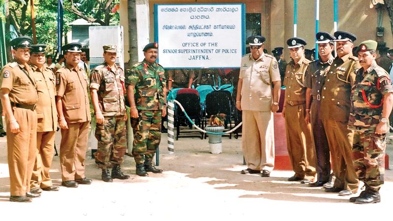 From left to right: Chief Inspector Levangama, Inspector Jauffer, Assistant Superintendent Shani Abeysekara, Brigadier RuwanKulatunga, Maj Gen Bringley Mark, Senior Deputy Inspector General Mahinda Balasooriya, Deputy Inspector General (currently IG) PujithJayasundera, Senior Superintendent LalindaRanaweera, Assistant Superintendent J.M.P. Jayalath and Maj Bernard Perera   