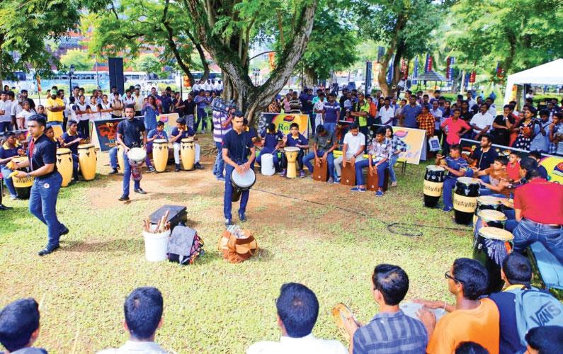 Drum Circle showcase their talents with the participation of spectators.   