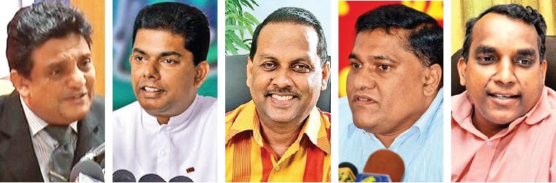 Crusaders for clean politicians: M.M.Mohamed, Gayantha Karunatilleke, Mahinda Amaraweera, Vijitha Herath, and Rohana Hettiarachchi