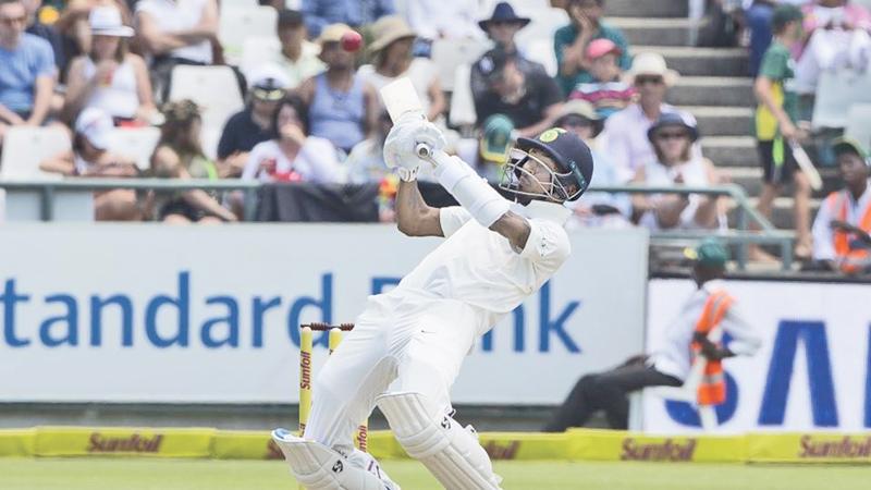 India’s Hardik Pandya batting on the second day of the first cricket Test against South Africa at Cape Town on Saturday. AFP