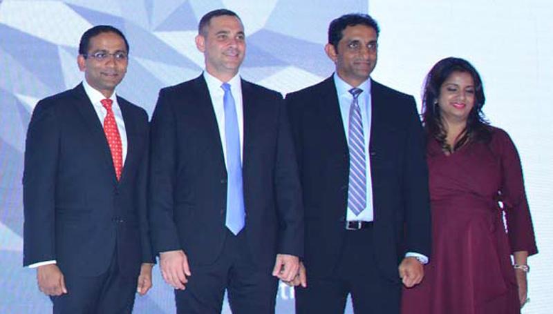 HSBC Country Head for Retail Banking and Wealth Management Nadeesha Senaratne (extreme left) with officials at the launch of the cashback credit card. 