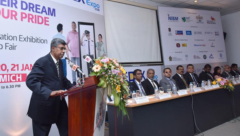 EDEX Chairman Mahinda Galagedara addressing the media.