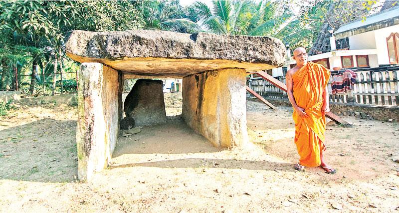 MAGNIFICENT MONUMENT: The dolmen (Gal Messa) at Padavigampola and Ven. Alapitiye Pannasara Thera