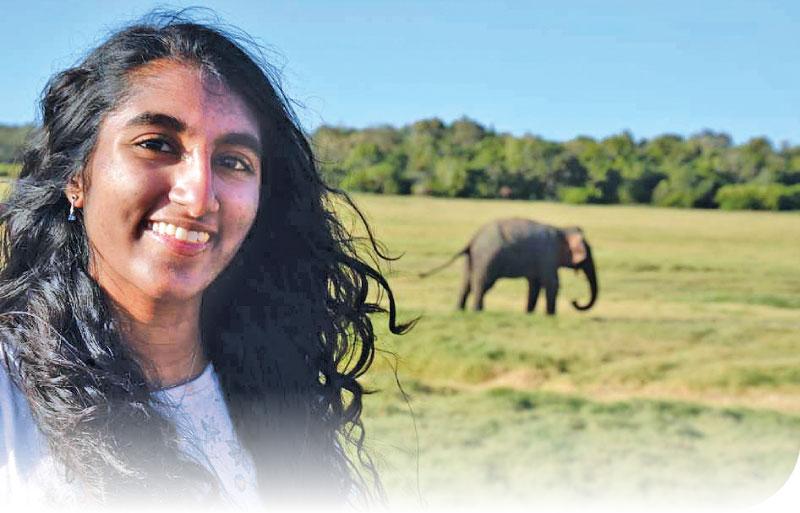 Berkeley Prep sophomore Anuksha Wickramasinghe in Sri Lanka with wildlife in the background. Photo courtesy of Anuksha Wickramasinghe.