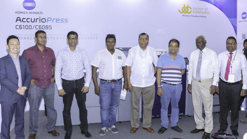 The first five customers of Konica Accurio press C6100/C6085 with JDC and Konica officials: From left: Francis  Chua - Country Sales Manager, Konica Minolta Business Solution Asia; Rohana Navaratne – Assistant Vice President, Aitken Spence Printing and Packaging; Niroon Buddhasiri – Managing Director, LeafD Pvt Ltd; Dinesh Rajawasan, Chairman, ANIM8 Pvt Ltd; Prasanna Karunathilake – Managing Director, Aitken Spence Printing and Packaging; Dhammika Siriwardena – Managing Director,Design Logics Pvt Ltd; Jayan