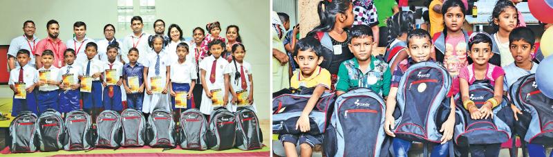 Children of  employees of Brandix factories in Polonnaruwa and Welisara at the presentation of stationery and other essentials for the new school year under the Brandix ‘Ran Daru Thilina’ initiative.
