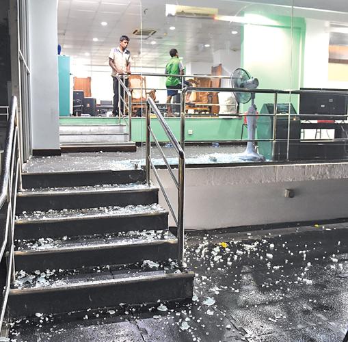 The damage done in the Bangladesh dressing room after the match on Friday. – AFP  