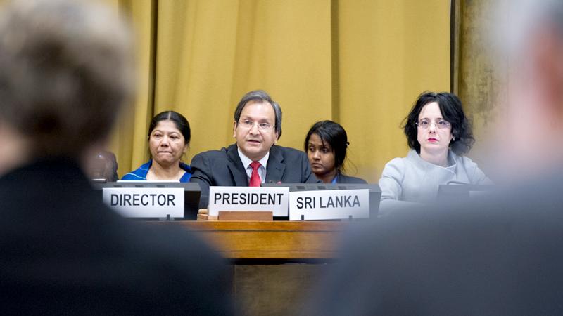 Ravinatha Aryasinha, Permanent Representative of Sri Lanka and President of the Conference on Disarmament, 2018 Session, Palais des Nations on 23 January 2018.                                    Photo : Violaine Martin