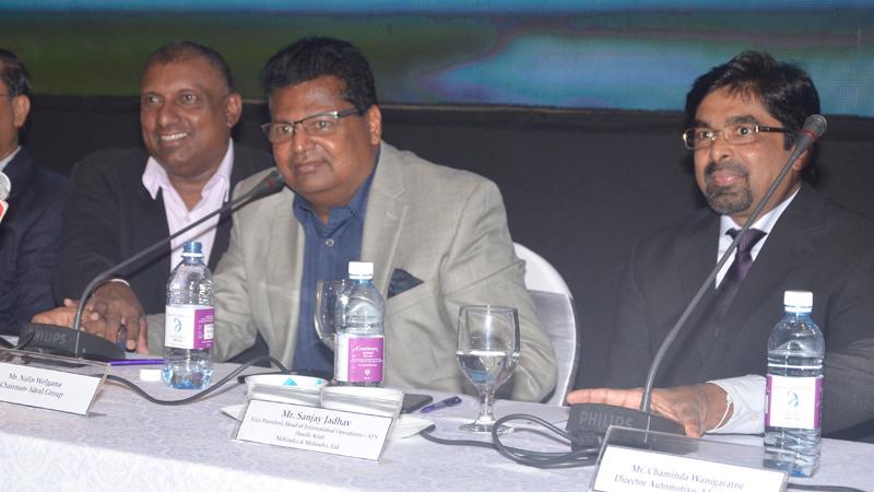 The head table: (From left): Deputy Chairman Aravinda de Silva, Chairman Nalin Welgama and Head of International Operations, AFS (South Asia), Sanjay Jadhav. Pic: Vipula Amarasinghe