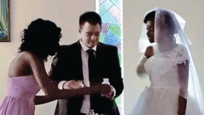 Englishman Jamie Fox married Zanele Ndlovu in Zimbabwe this weekend despite his bride being attacked by a crocodile several days before. Pic: YouTube    