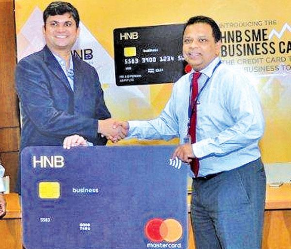 At the launch of the new business card. From left: Mastercard Country Manager, Sri Lanka and Maldives, R.  B. Santosh Kumar with HNB Managing Director/CEO, Jonathan Alles.   